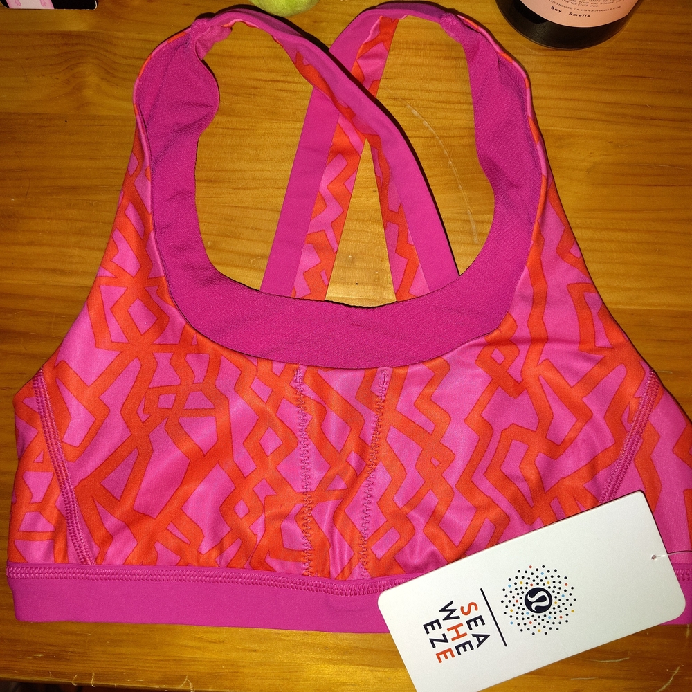 Special Edition Lululemon Athletica Vibrant Pink and Orange Sports Bra